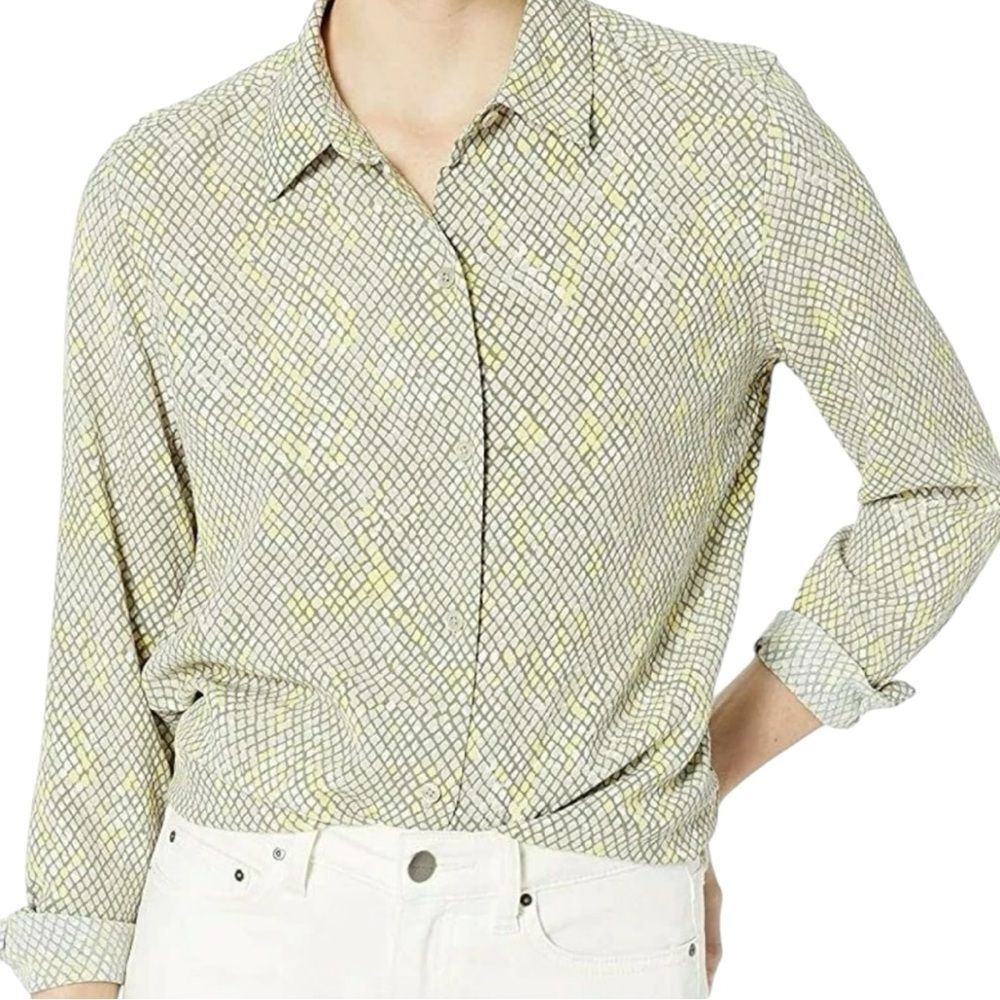Equipment Femme Snakeskin Print Button Front Blouse Size Large